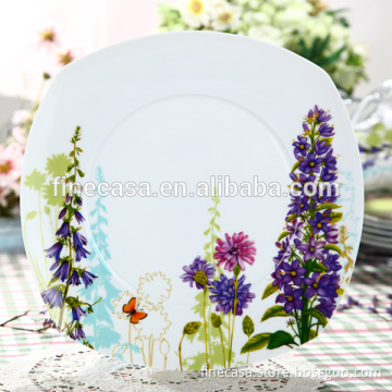 10.5 Inches Elegant Hyper White Porcelain Square Wholesale Dinner Plate